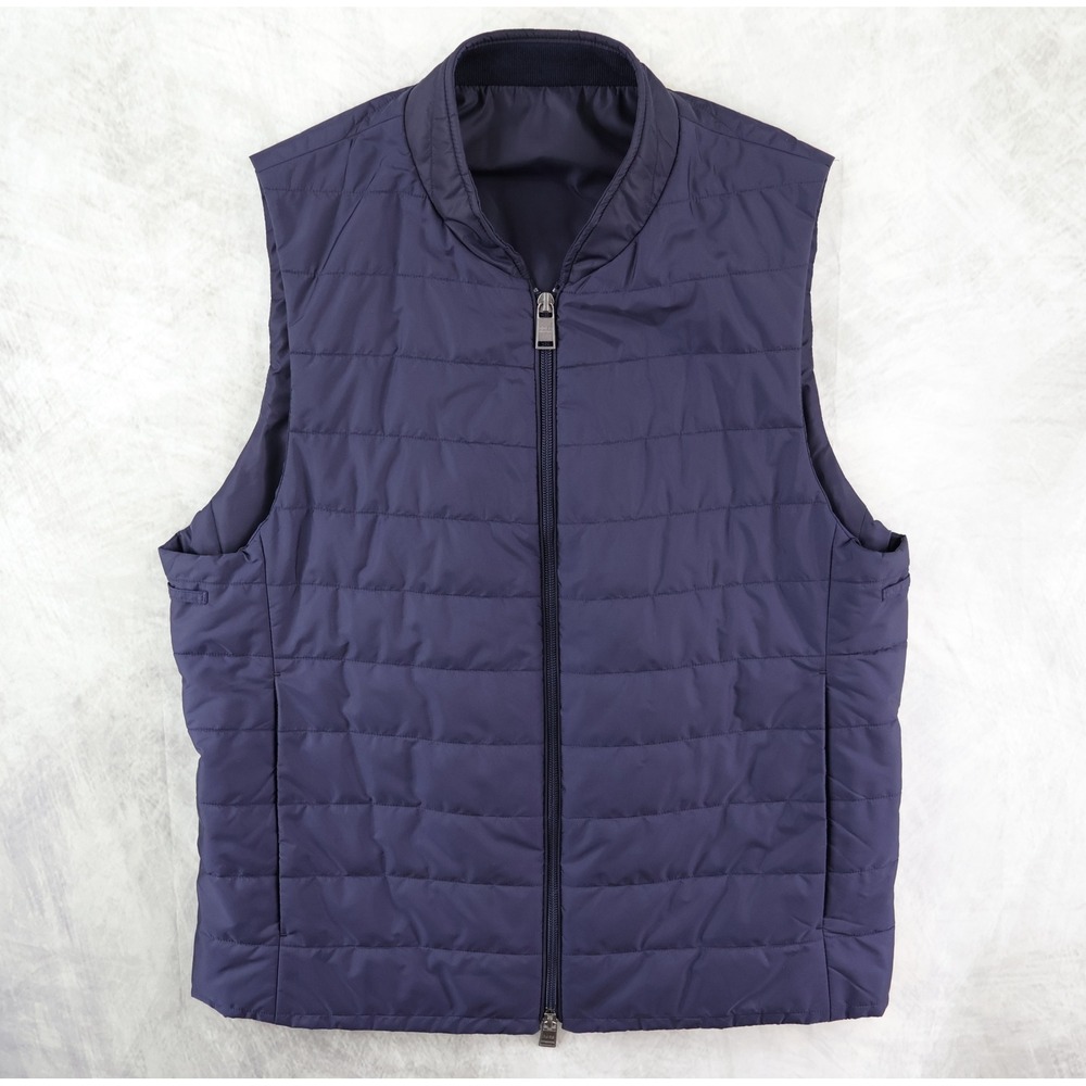 Hugo Boss Haylen Quilted Puffer Vest Mens 38R Navy Blue Slim Fit Gilet
